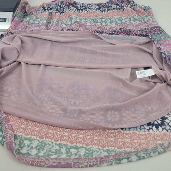 Spense Boho Tank Top Blouse Large Mixed Border Pattern Halter Braided Neck Lined - Picture 4 of 9